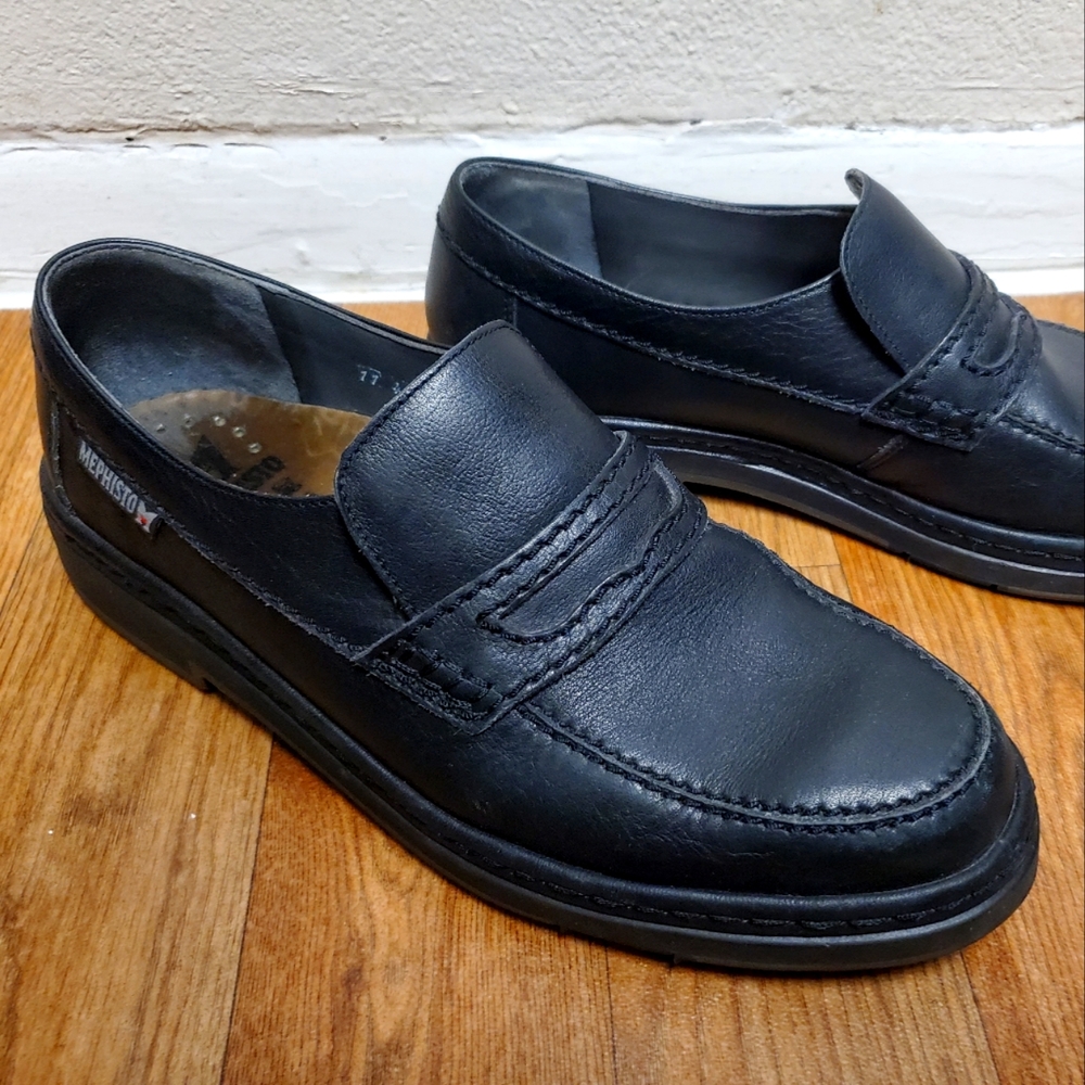 Mephisto men's penny loafers black leather Size 8.5 made in France